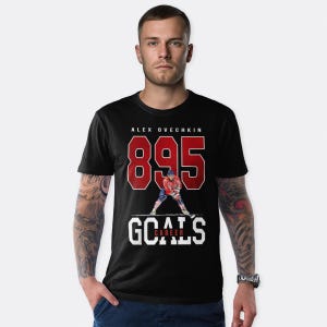 Alex Ovechkin 895 T-shirt objectifs de carrière, tailles hommes et femmes (VCH-05642)