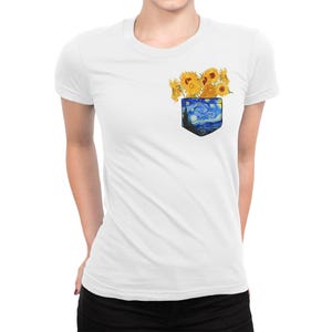 Van Gogh&#39;s Sunflowers In a Pocket T-Shirt, Men&#39;s Women&#39;s Sizes Tee