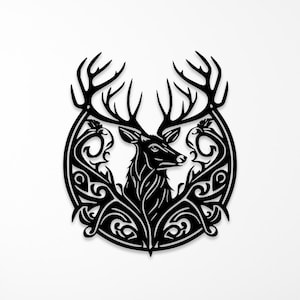 Deer Head Dxf Svg Pdf Ai Laser Cut Files | Animals Cut Files for Laser | Svg for Cricut | Engraving Decal | Digital Vector Instant Download