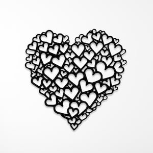 Hearts Wall Decor Dxf Svg Pdf Laser Cut Files | Romantic Laser Cut Design | Cnc Cutting Router | Valentines Digital Vector Instant Download