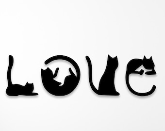 Cat Love Laser Cut Dxf Svg Ai Glowforge Files | Digital Cat Art | Cut Files for Cricut | Cnc Cutting Router |Digital Vector Instant Download