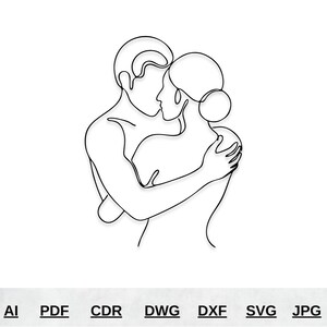 Abraço de casal SVG DXF | Casal de namorados cortado a laser | Arquivos de arte de parede de metal a laser | Arquivos SVG de casal para Cricut | Decoração de parede | Decoração de corte CNC