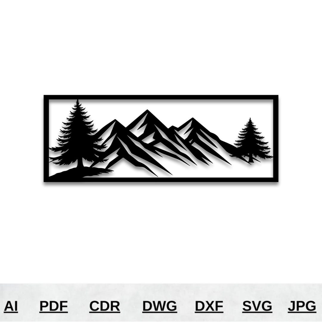 Mountains & Trees Landscape SVG DXF | Laser Cut Files (digital Download ...
