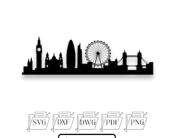 Plik wycinany laserowo z panoramą Londynu | Grawerowanie CNC SVG DXF (pobieranie cyfrowe)