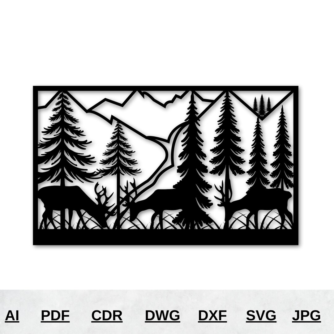 Family Deer SVG DXF Deer Family Svg Wilderness Svg Adventure Svg Deer ...