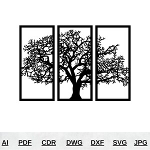 Baum des Lebens SVG DXF | 3er Set Baum Laser Cut | Metall Wall Art Laser-Dateien | Baum-Dekor-Svg-Dateien für Cricut | Wanddekoration | Cnc Cut Dekor