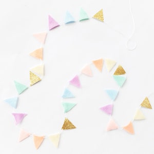 Pastel Rainbow Garland - Tiny Bunting - Pastel Rainbow Baby Shower - Pink Rainbow Decoration - Rainbow Banner - Baby Rainbow Garland