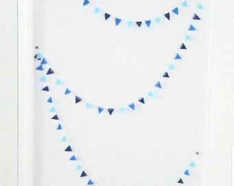 3-12 ft. Indigo Blue Ombre Felt Bunting - Tiny Fabric Buntings - Ombre Blue Mini Banner - Blue Party Banners Birthday - Indigo Mini Pennant