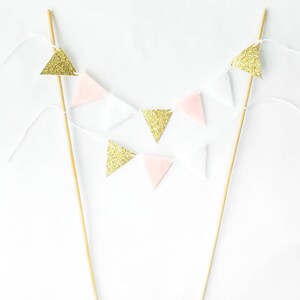 Mint Gold Glitter Tiny Bunting Mint To Be Mint Party Decor Tiny Felt Triangle Garland Felt Triangle Banner Mint Baby Shower Banner image 8