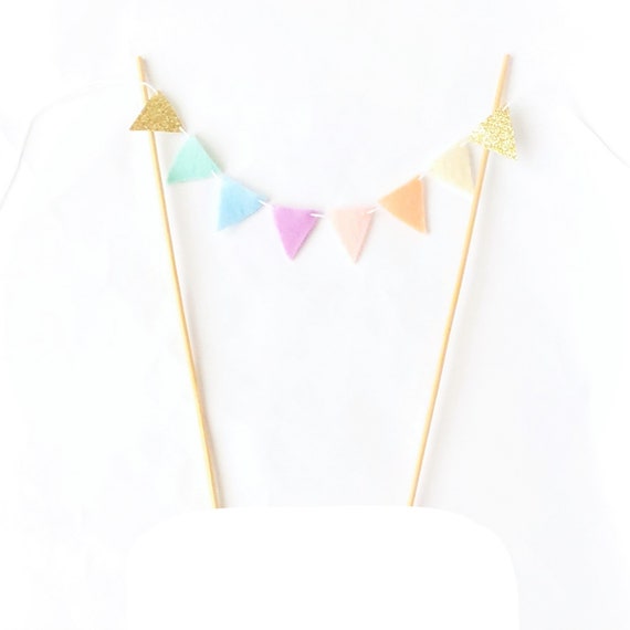 Pastel Rainbow Cake Topper - Unicorn Party Decor- Unicorn Cake Topper - Rainbow Cake Bunting - Pastel Cake Garland - Unicorn Baby Shower Il_570xn
