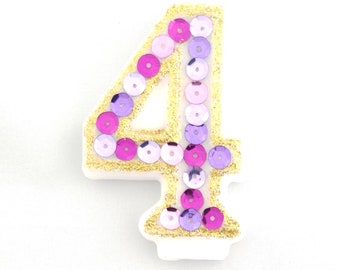Handmade Sequin Number Candle - ANY AGE - Year Old Candle - Custom Candle  - Princess Birthday Candle - Glitter Candle - Bedazzled Candle