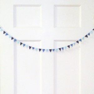 3-12ft Tiny Felt Bunting Ombre - Small Fabric Bunting - Baby Boy Ombre Blue Nursery - Navy Nursery - Party Banner - Blue Baby Shower Decor