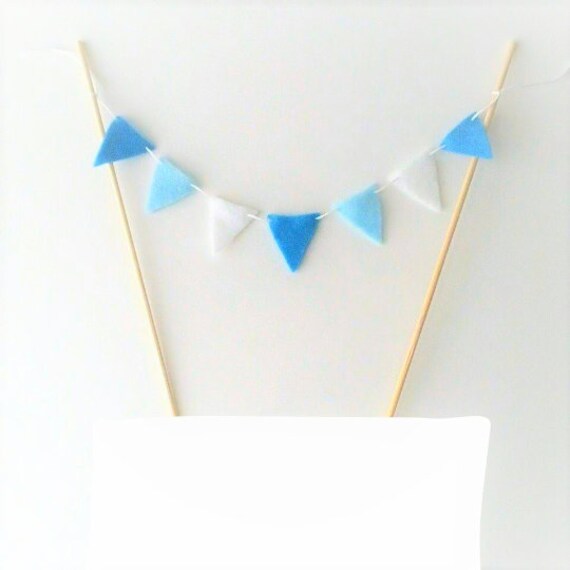 Baby Blue Ombre Cake Bunting - Felt Banner Blue Garland - Blue Cake Ombre Party Decor - Cake Topper Bunting - Boy Baby Shower Felt Garland Il_570xn