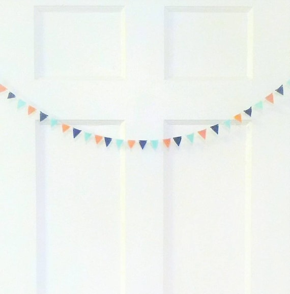 3-12ft Tiny Felt Bunting - Tribal Pow Wow Bunting -Aztec Baby Navy Blue Nursery - Navy and Mint Nursery - Mustard Yellow - Boho Baby Shower Il_570xn