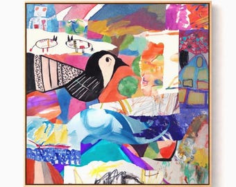 Framed Heirloom Children's Art Collage - Archival Quality Kids Artwork Collage - Custom Playroom Art - Made to Order by Hand