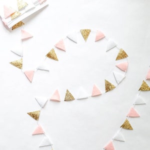 Mint Gold Glitter Tiny Bunting Mint To Be Mint Party Decor Tiny Felt Triangle Garland Felt Triangle Banner Mint Baby Shower Banner image 5