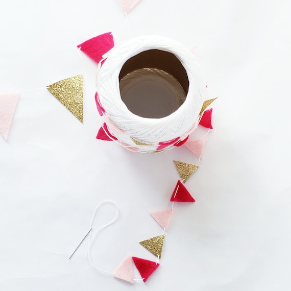CUSTOM Tiny Felt Garland - ANY COLOR Tiny Triangle Garland - Fabric Felt Bunting - Fabric Party Banner - Custom Felt Bunting 3-12 ft Il_570xn