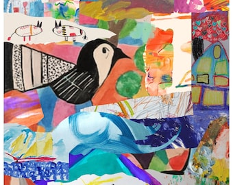 Heirloom Children's Art Collage - Archival Quality Kids Artwork Collage - Custom Playroom Art - Made to Order by Hand