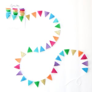 Bright Rainbow Garland - Tiny Bunting - Tropical Rainbow Baby Shower - Gold Rainbow Decoration - Rainbow Banner - Rainbow Bright Garland