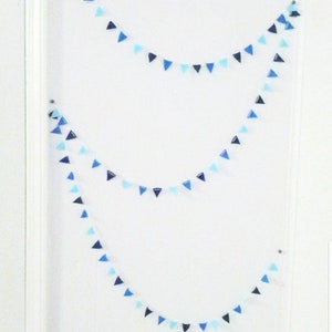 3 -12 ft. Ombre Blue Felt Bunting - Tiny Fabric Bunting - Baby Boy Nursery - Navy Nursery - Party Banner -Blue Party- Baby Shower Birthday