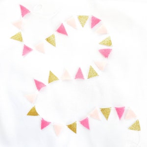 Tiny Pink Bunting - Pink Custom Mini Felt Banner - Length Garland by the Foot - Pink Hot Air Balloon Garland - Tiny Felt Bunting Pink