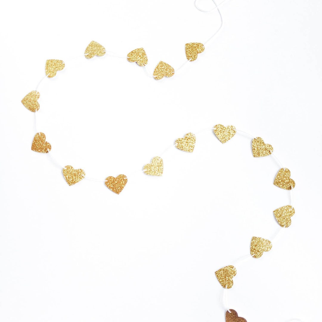 3-12ft. Tiny Gold Heart Banner Gold Glittery Heart Garland - Etsy