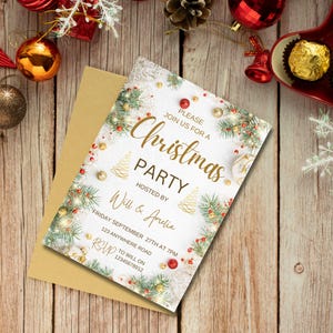 Modello elegante per invito alla festa di Natale - Invito personalizzabile per eventi festivi, download digitale festivo per l'organizzazione immediata di feste