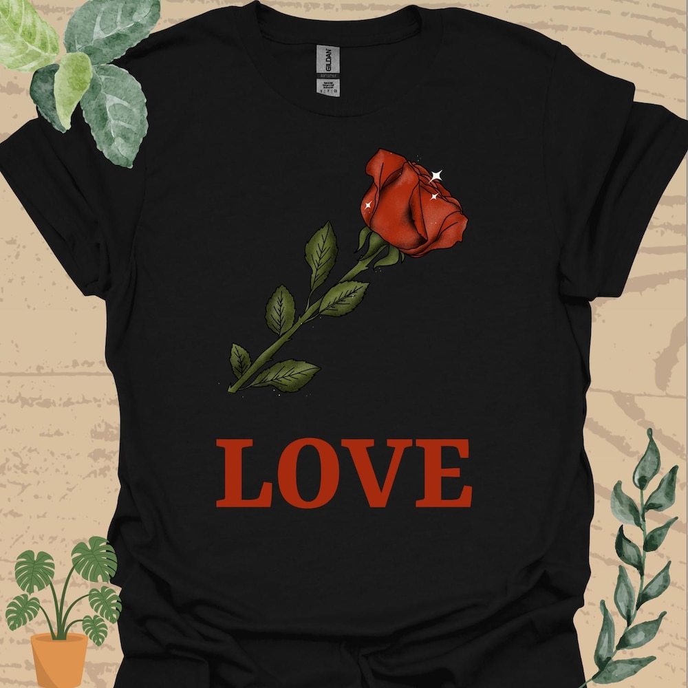 Shirtless Style Rose T-Shirt, Love Shirt, Romance Shirt, Romantic Shirt, Lover Gift Shirt, Plant Shirt, Flower Shirt, Trendy Shirt, Comfy Shirt,High Quality