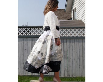 SIZE S - M, duster, coat, boho, artwear, wearable art, romantic, flowers, hand painted, upcycled, one of a kind, handmade