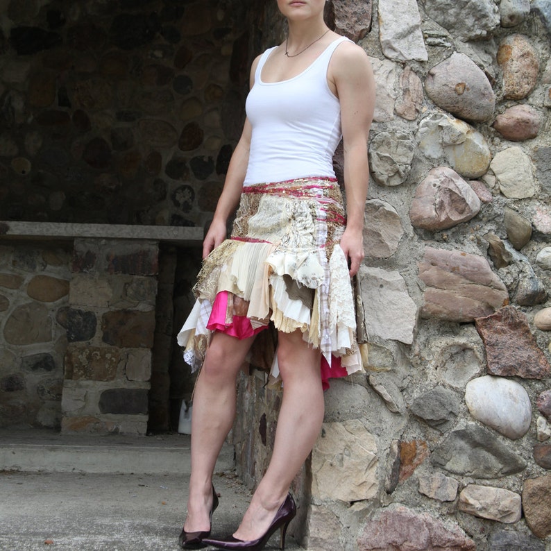 SIZE M, skirt, tattered skirt, romantic, whimsical, upcycled, handmade, pondhopper remixed image 1