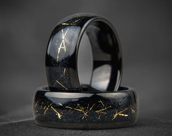 Cosmic Galaxy Tungsten Ring: Meteorite Inlay Wedding Band