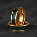 Yellow Gold Jade Inlay Tungsten Ring, Mens Wedding Band, Anniversary Gift Ring, Statement Ring, Promise Ring, 6mm gift for him and her