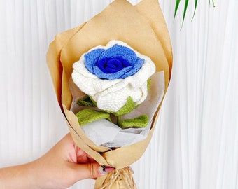Ramo de rosas de crochet, arreglo floral tejido a mano