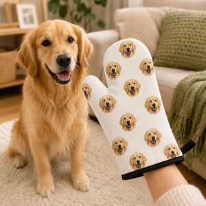 Ótimas opções para a cozinha, conjunto personalizado de luva de forno e pegador de panelas, avatares personalizados para animais de estimação, estampas florais, totalmente personalizável