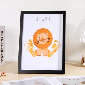 Cute Lion Design | Children Footprint Keepsake | Birthday Gift | Baby Room Decor | Foot Memory | Toddler Handprint | Kids Art | Keepsake