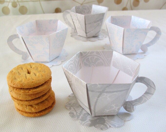 Damask Tea Cup Party Favor Boxes Set of 4 Etsy
