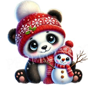 13 cliparts de Noël panda mignon PNG