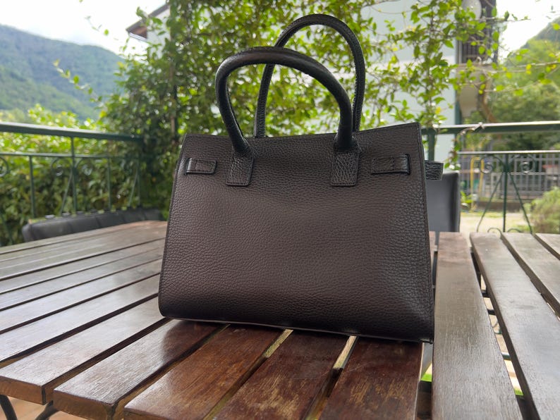 Black Leather Bag Genuine Leather Made in Italy, Authentic Bag Leather