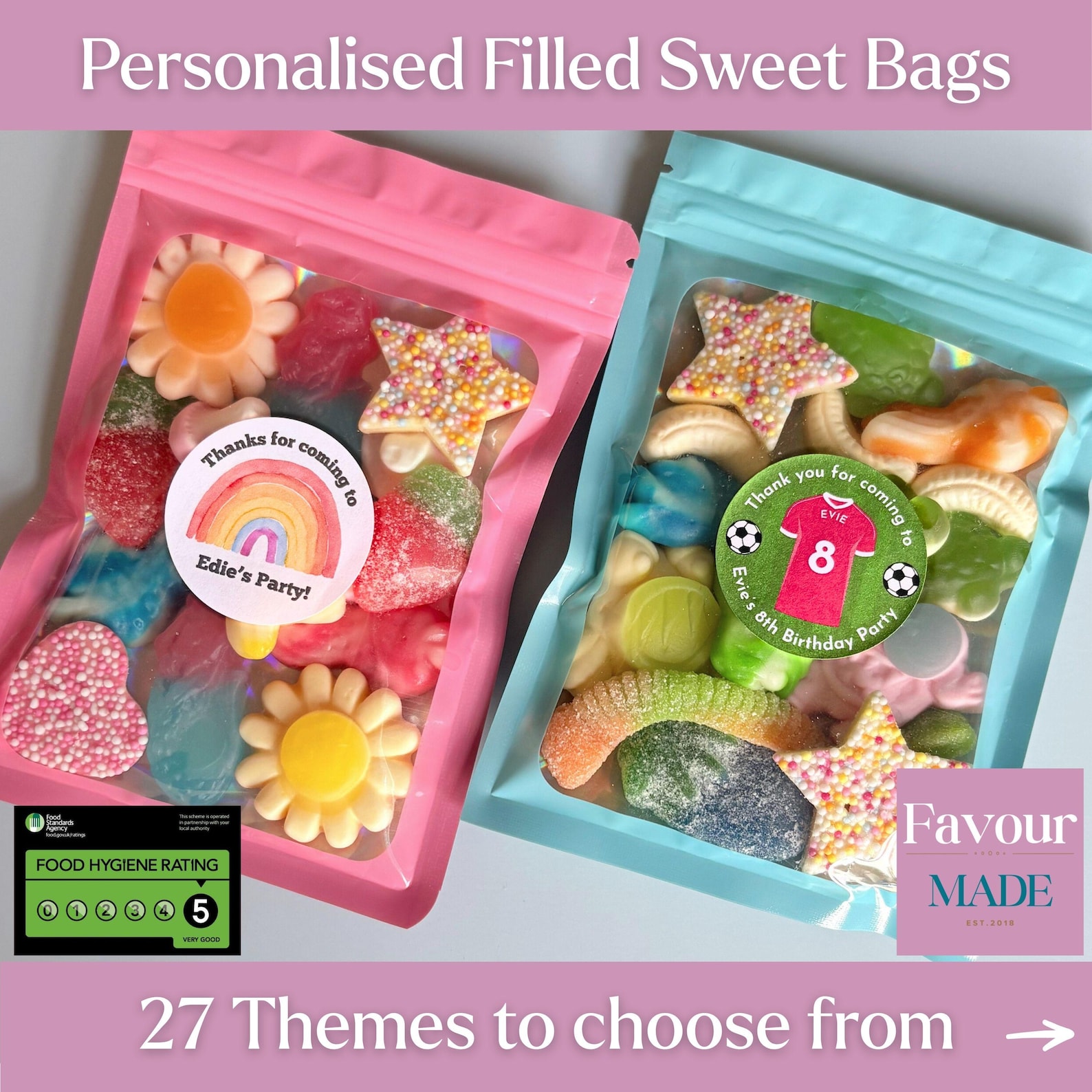 Pre Filled Kids Party Sweet Bags Personalised Childrens Birthday Party ...