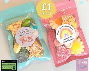 Baby Shower Favours Pre filled Sweet Bags Gender Reveal Party Favor Gift Bags New Baby GIft Baby Boy Girl Sweet Cones Personalised Stickers