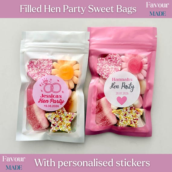 Hen Party Favours Pre filled Sweet Bags Hen do gift Hen Party Gift Bags Hen Party Bag Fillers Wedding Gift Wedding Favours Favors Sweet Bags
