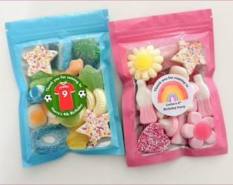 Pre filled Kids Party Sweet Bags Personalised Childrens Birthday Party Kids Party Bag Fillers Party Favours Custom Sweet Pouches Party Gift