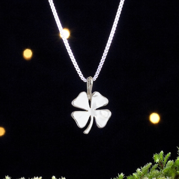 Sterling Silver Little Four Leaf Clover - VERY SMALL - Lucky Charm - (Pendant Only or Necklace)