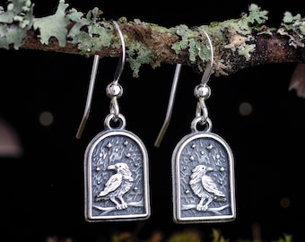 Sterling Silver Little Raven Earrings - VERY SMALL - (Right and Left)