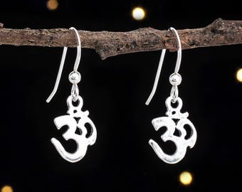 Sterling Silver Teeny Tiny Om Earrings - VERY SMALL