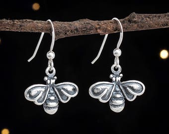 Sterling Silver Honey Bee Earrings - SMALL