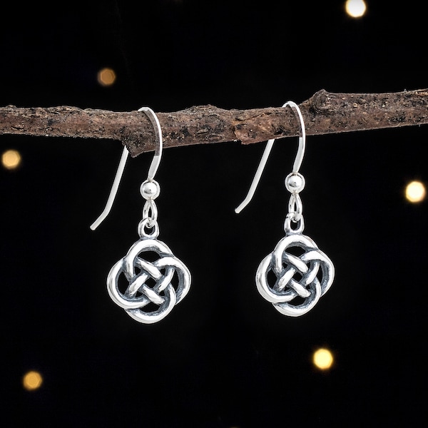 Sterling Silver Tiny Celtic Love Knot Earrings - VERY SMALL - Ear Wire or Lever Back