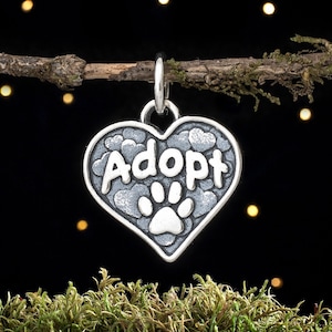 Sterling Silver Adopt Paw and Heart - Animal Rescue - VERY SMALL - (Charm Only or Necklace)