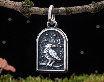 Sterling Silver Raven - VERY SMALL - (Charm Only or Necklace)