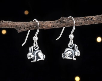 Sterling Silver Teeny Tiny Bunny Rabbit Earrings - VERY SMALL, Double Sided